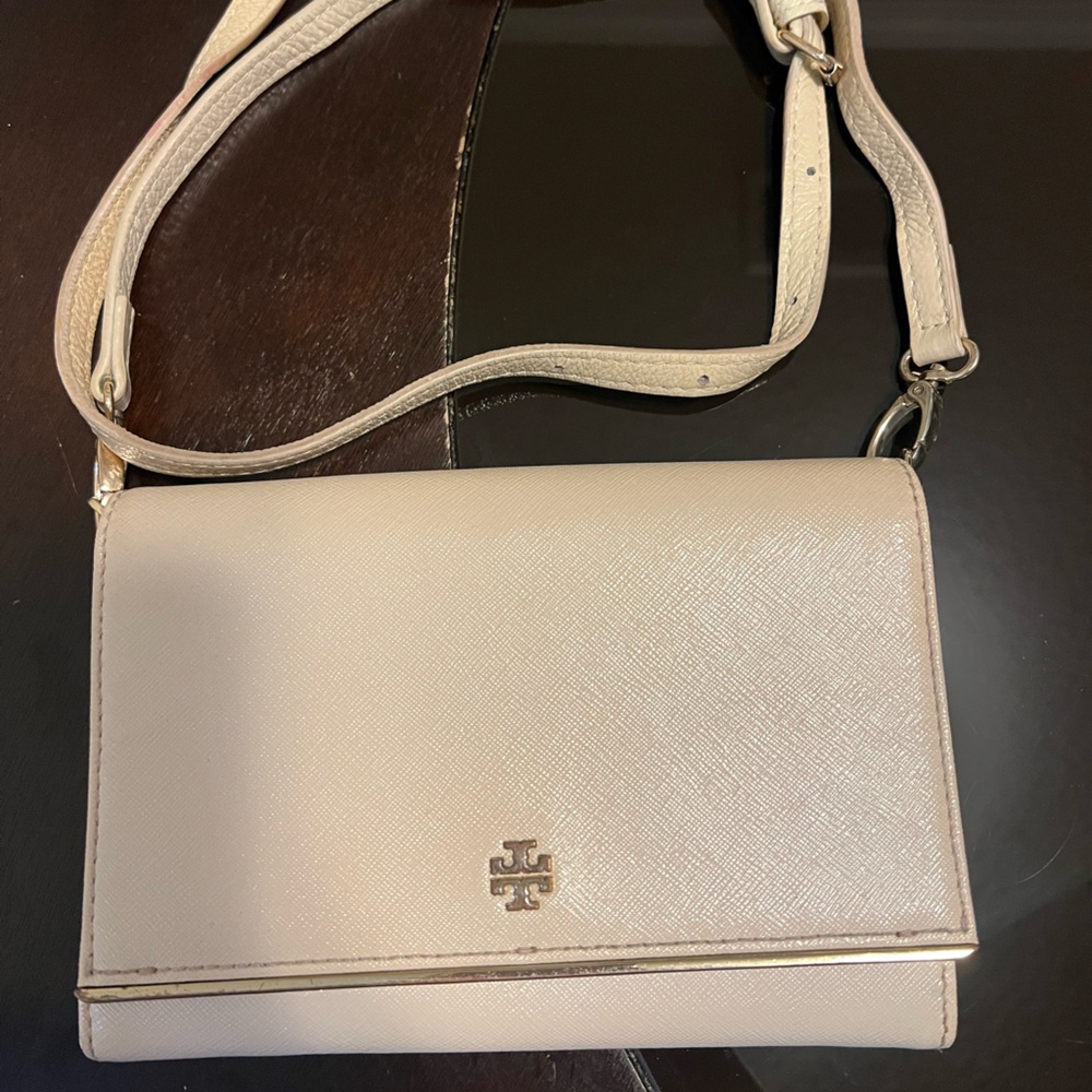 Tory Burch Cream Crossbody Bag with Signature Logo